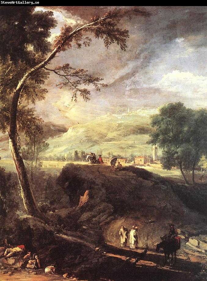 RICCI, Marco Landscape with River and Figures (detail)